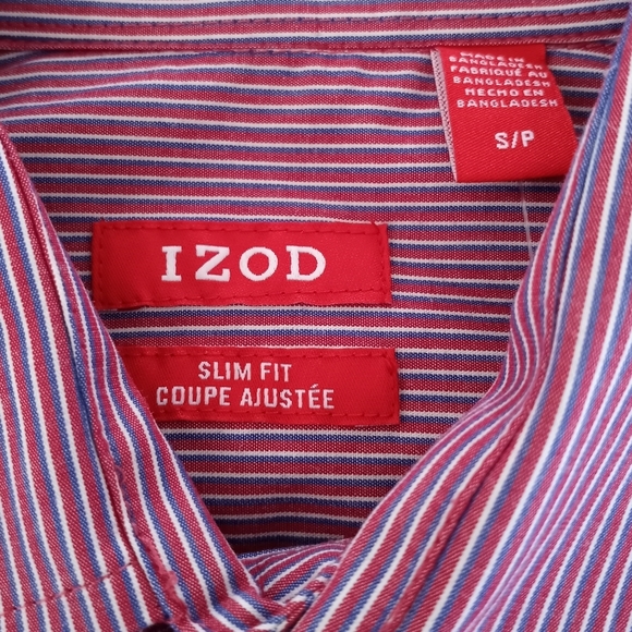IZOD Mens Vintage Pin Striped Long Sleeve Button Down Dress Shirt Size Small - Picture 8 of 16